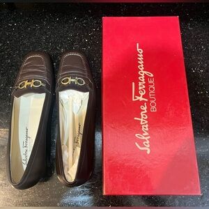 Salvatore Ferragamo Dark Brown Leather Loafers